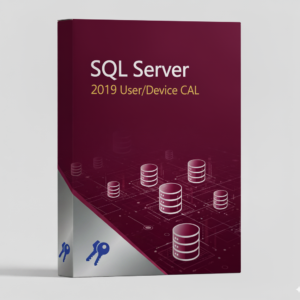 SQL Server 2019 User/Device CAL termékdoboz maroon színben adatbázis ikonokkal