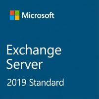 Microsoft Exchange Server 2019 Standard logó és terméknév kék háttéren