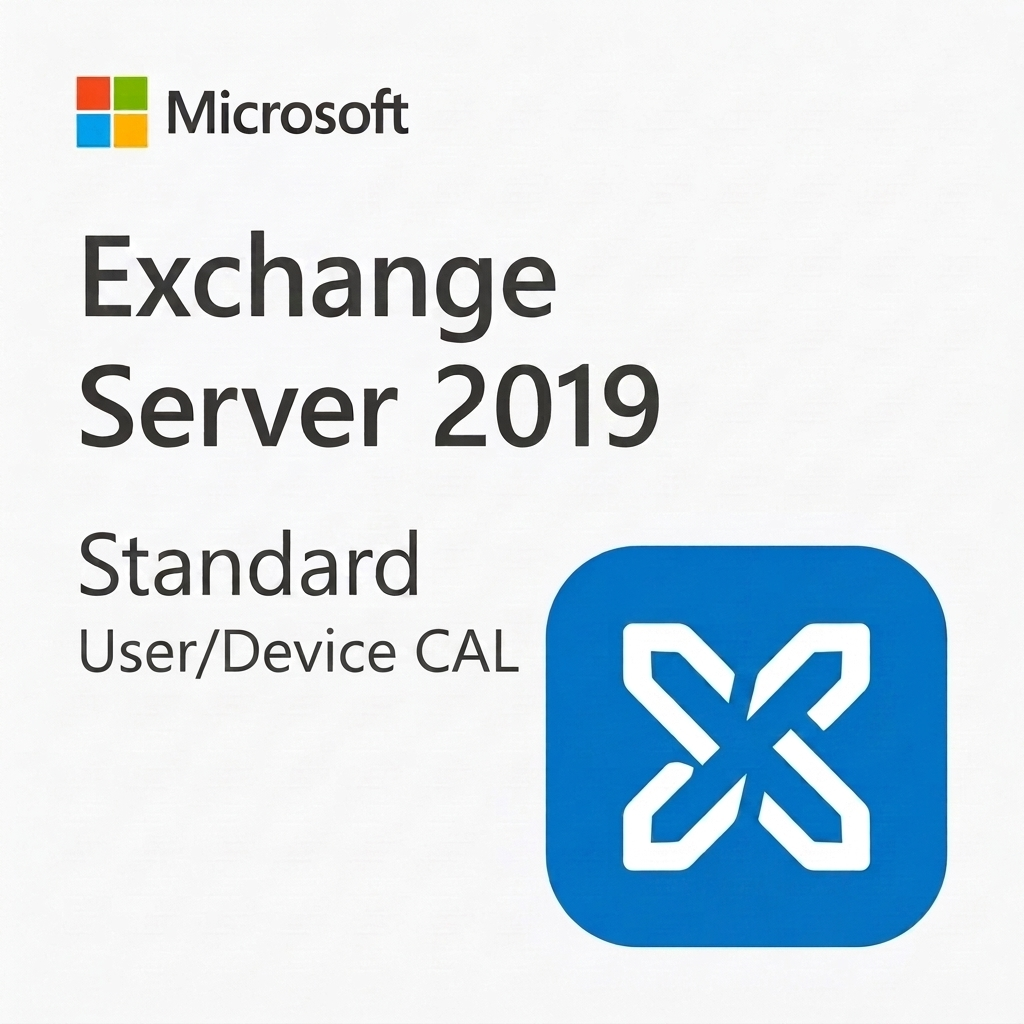 Exchange Server 2019 Standard User/Device CAL Microsoft Exchange Server 2019 Standard User/Device CAL licenc logója és termékinformációja.