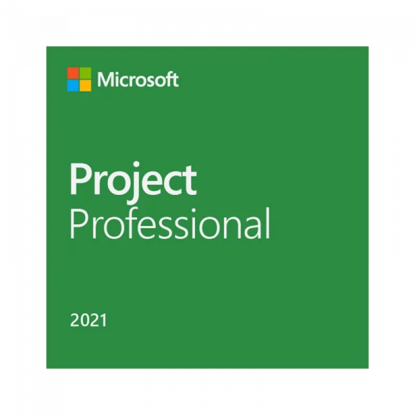 Microsoft Project Professional 2021 szoftver termékkép logóval és zöld háttérrel