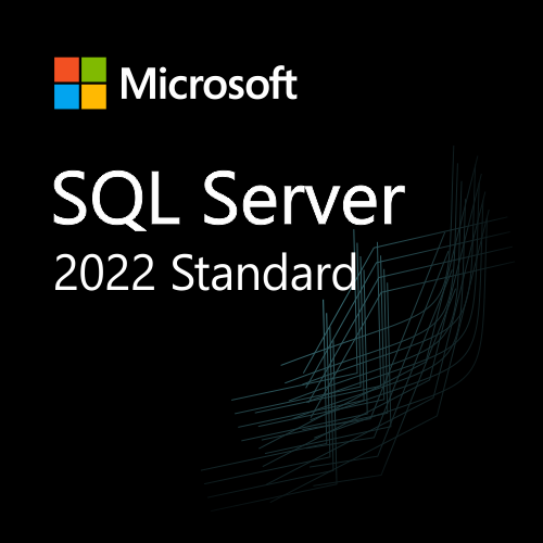 Microsoft SQL Server 2022 Standard szoftver logója fekete háttéren